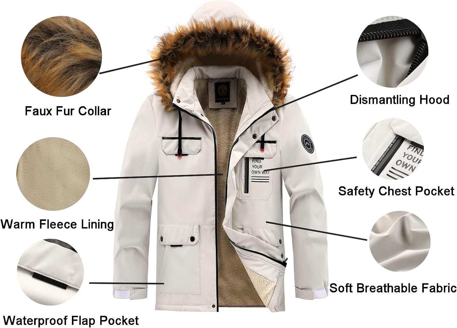 Arsik Parka d’Hiver Homme Lunero Eindhoven – Parka Chaude Coupe Moderne avec Doublure Polaire