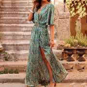 Dames lange jurk Ronja – Elegante wikkeljurk met flatterende pasvorm & licht zomers design