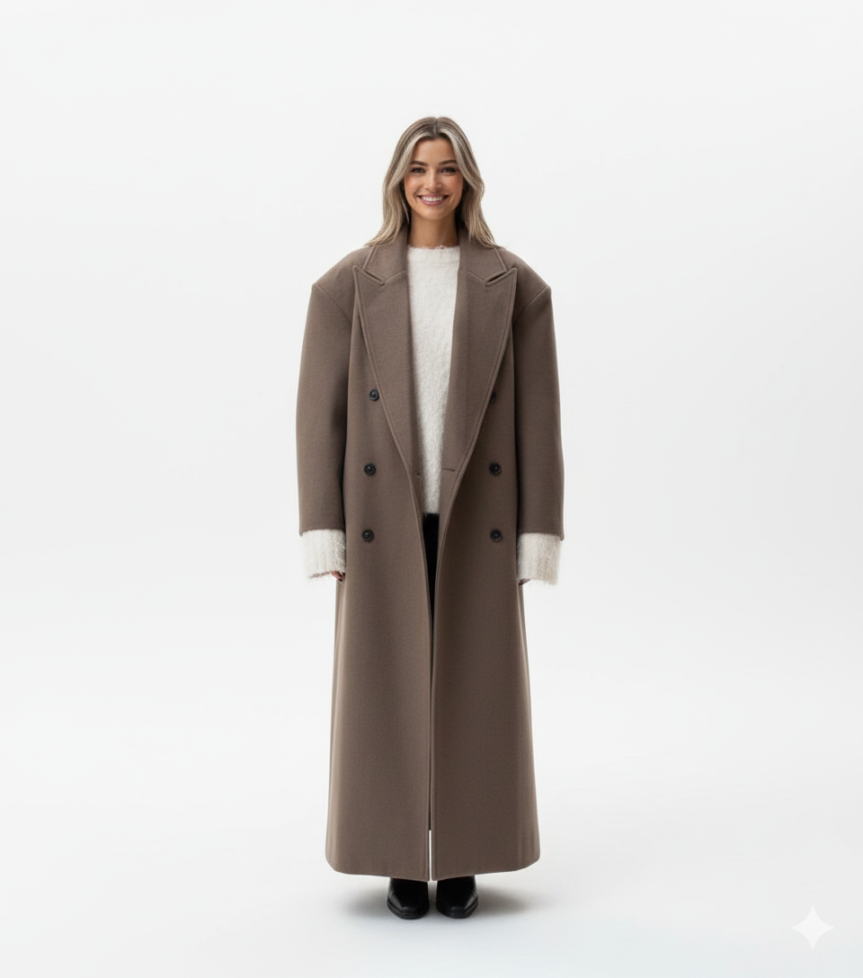 Claudia Manteau Oversize Donna – Giacca Elegante Doppiopetto con Spalle Strutturate