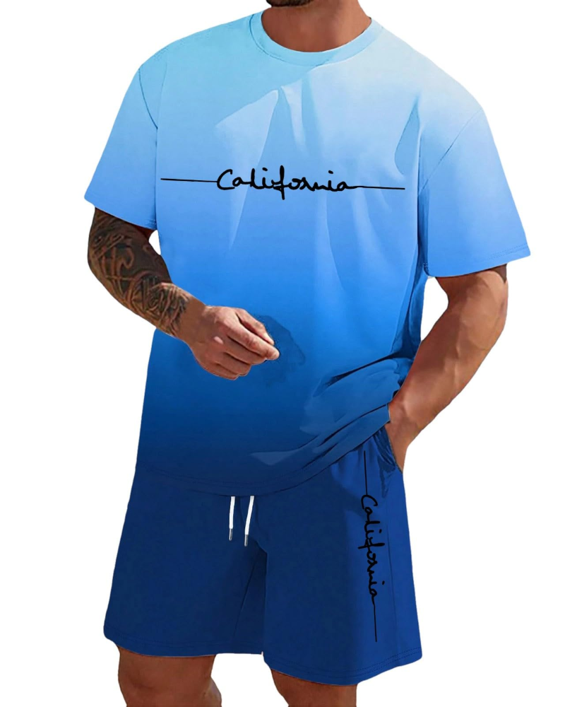 Logan Ensemble Décontracté Homme – T-Shirt & Short d'Été 2 Pièces Respirant