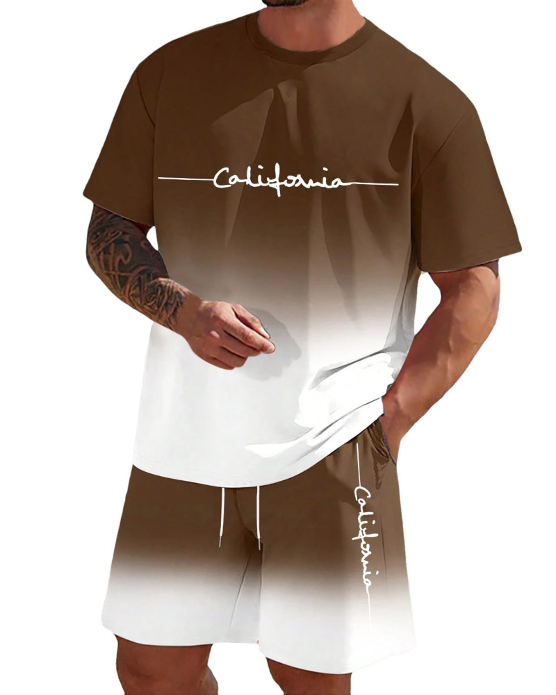 Logan Ensemble Décontracté Homme – T-Shirt & Short d'Été 2 Pièces Respirant