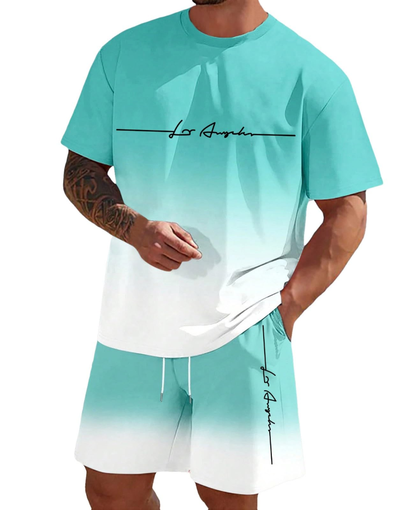 Logan Ensemble Décontracté Homme – T-Shirt & Short d'Été 2 Pièces Respirant