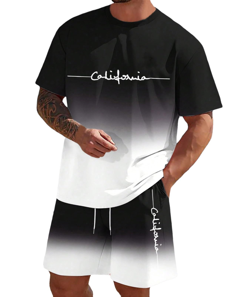 Logan Ensemble Décontracté Homme – T-Shirt & Short d'Été 2 Pièces Respirant