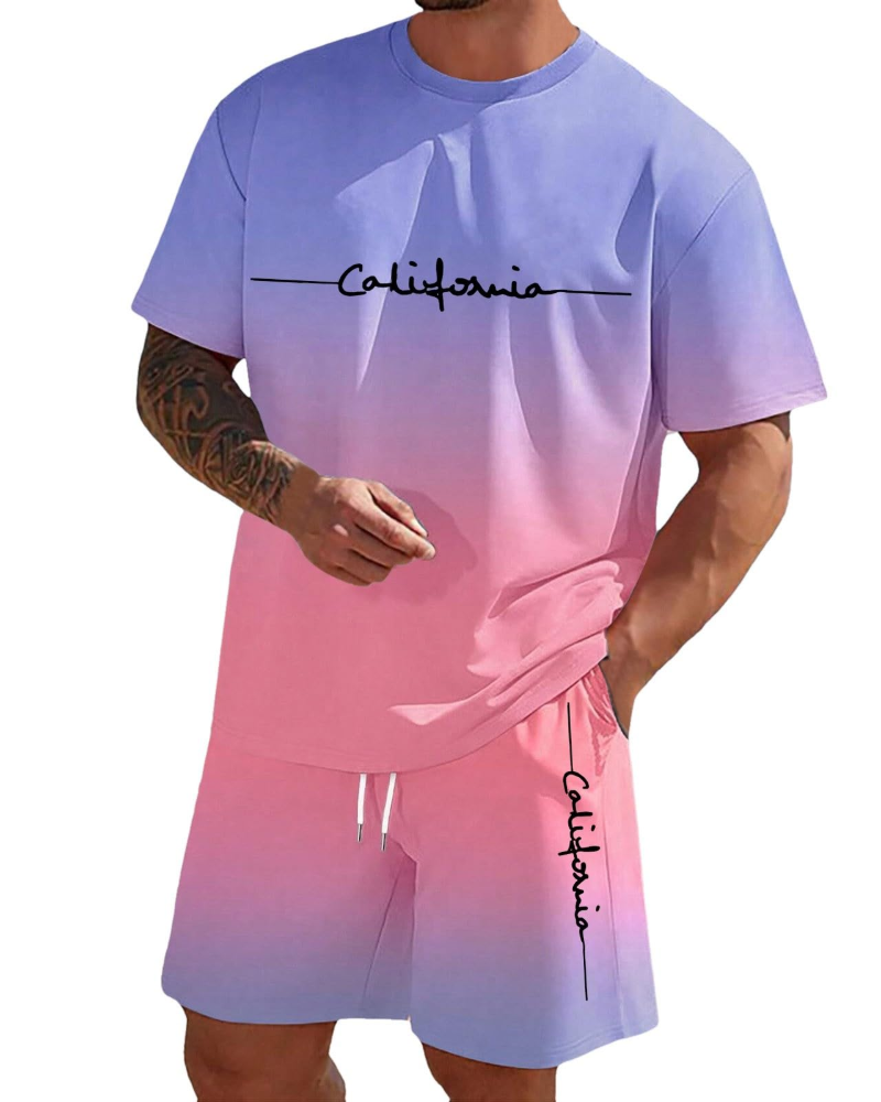 Logan Ensemble Décontracté Homme – T-Shirt & Short d'Été 2 Pièces Respirant
