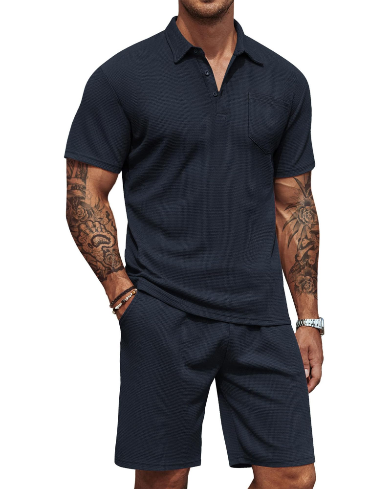 Mason Ensemble Polo Homme – Polo & Short Slim Fit d'Été 2 Pièces Respirant