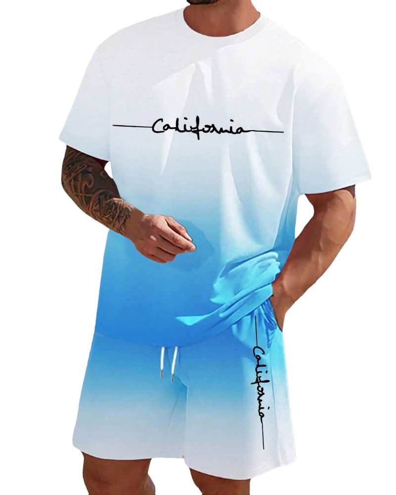 Logan Ensemble Décontracté Homme – T-Shirt & Short d'Été 2 Pièces Respirant