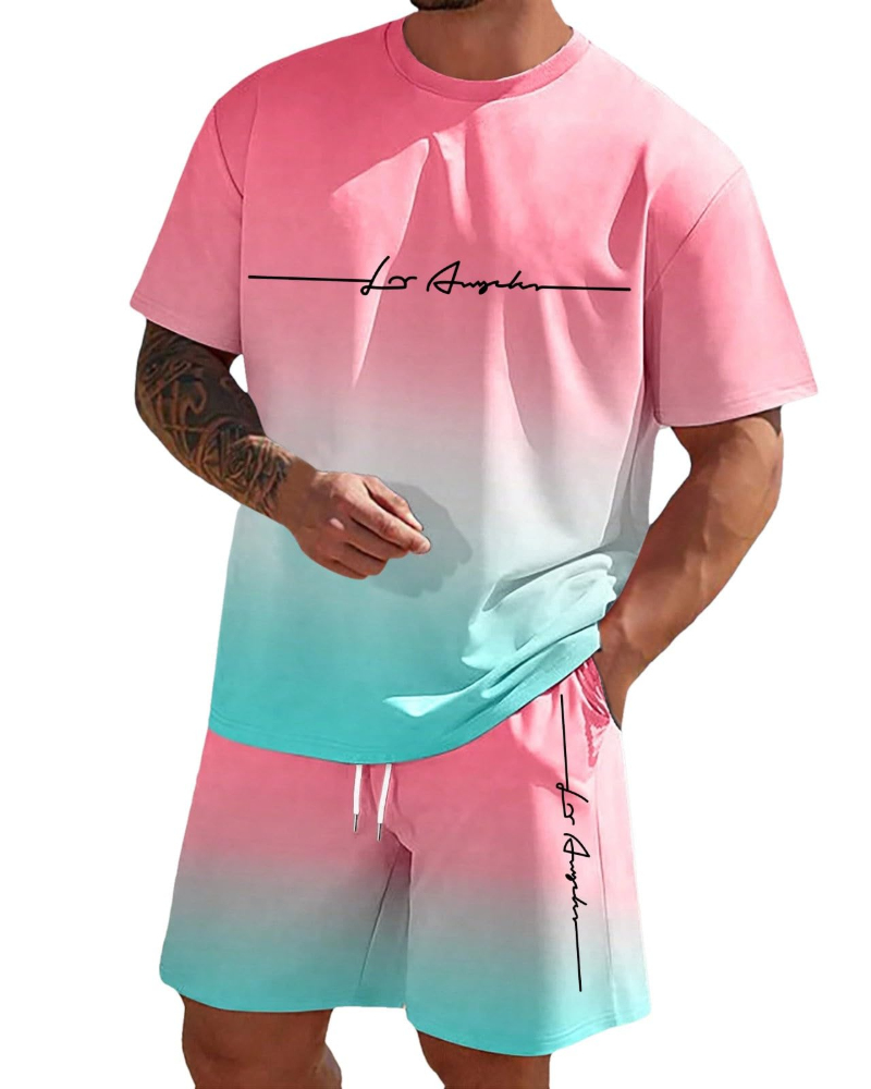 Logan Ensemble Décontracté Homme – T-Shirt & Short d'Été 2 Pièces Respirant