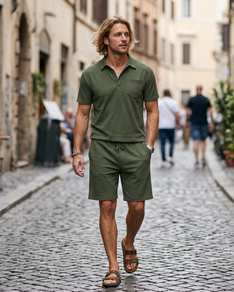 Mason Ensemble Polo Homme – Polo & Short Slim Fit d'Été 2 Pièces Respirant