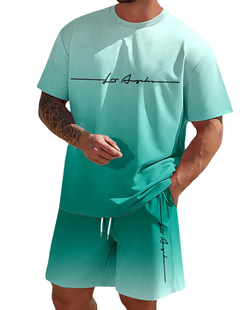 Logan Ensemble Décontracté Homme – T-Shirt & Short d'Été 2 Pièces Respirant