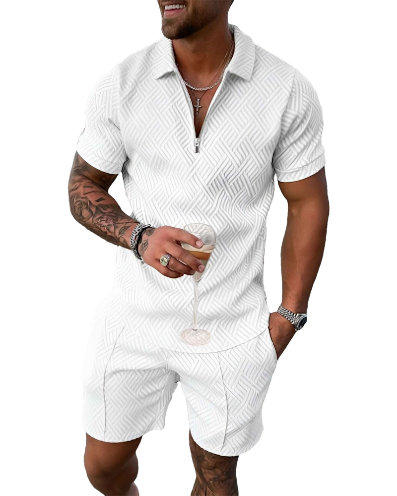 Conjunto James Homem Verão – T-Shirt com Fecho e Calção Desportivo