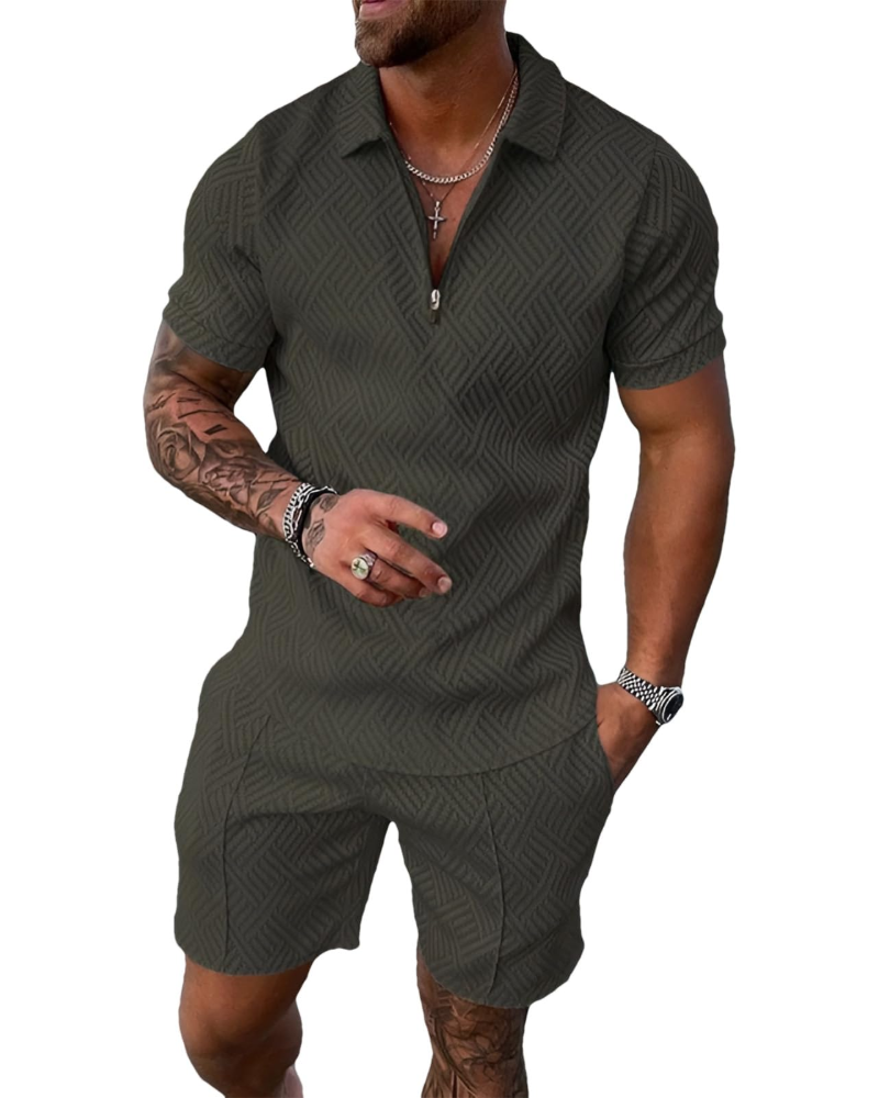 Conjunto James Homem Verão – T-Shirt com Fecho e Calção Desportivo