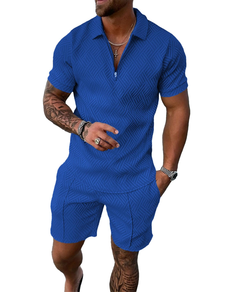 Conjunto James Homem Verão – T-Shirt com Fecho e Calção Desportivo