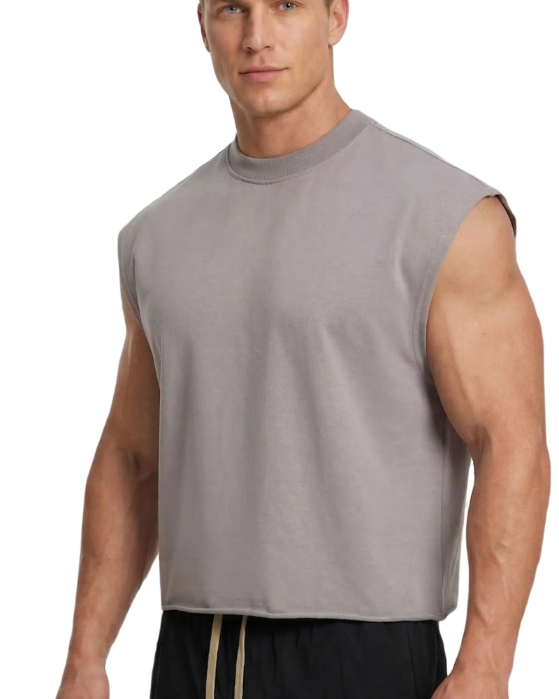 Zayn Camiseta sin mangas para hombre – Top corto oversize, Streetwear French Terry