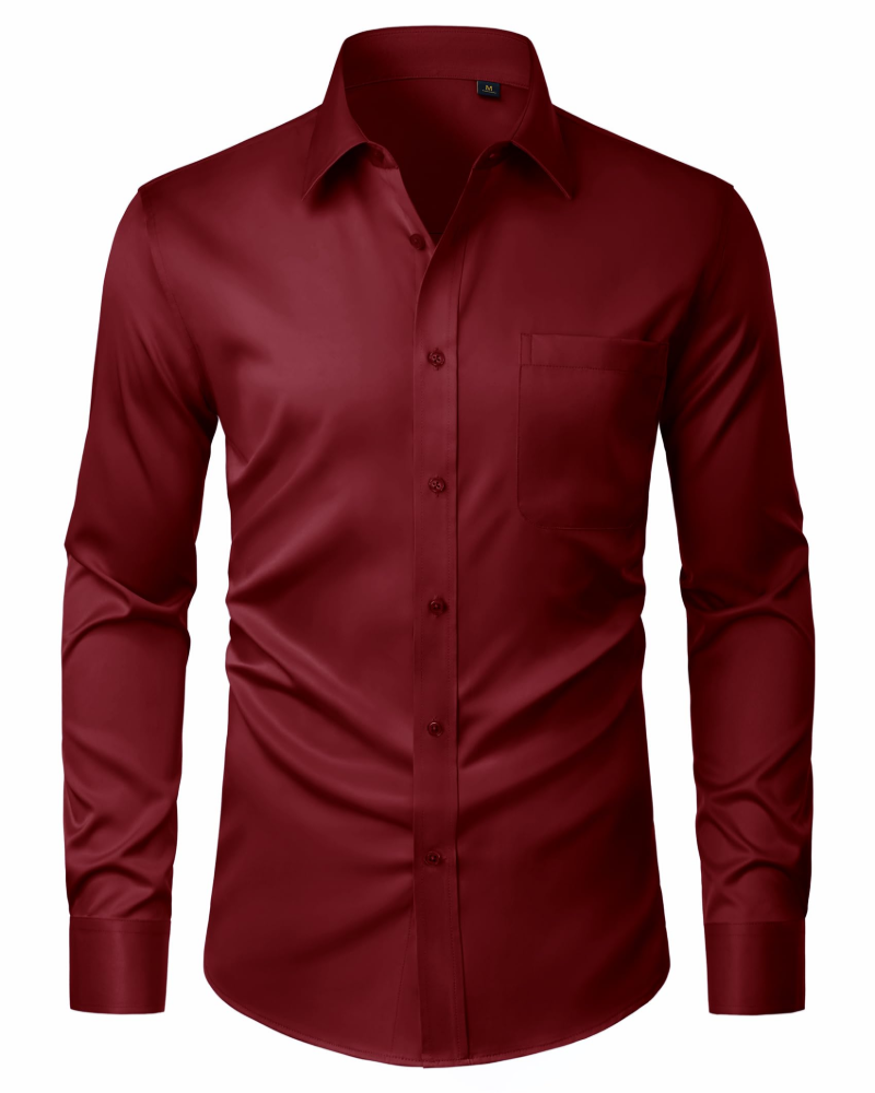 Camisa para Hombre David – Camisa Antimanchas Stretch, Sin Arrugas y de Manga Larga