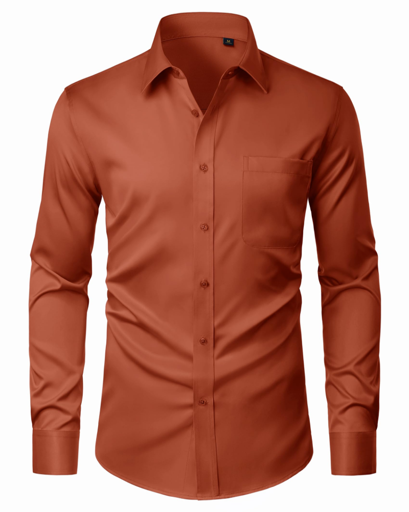Camisa para Hombre David – Camisa Antimanchas Stretch, Sin Arrugas y de Manga Larga