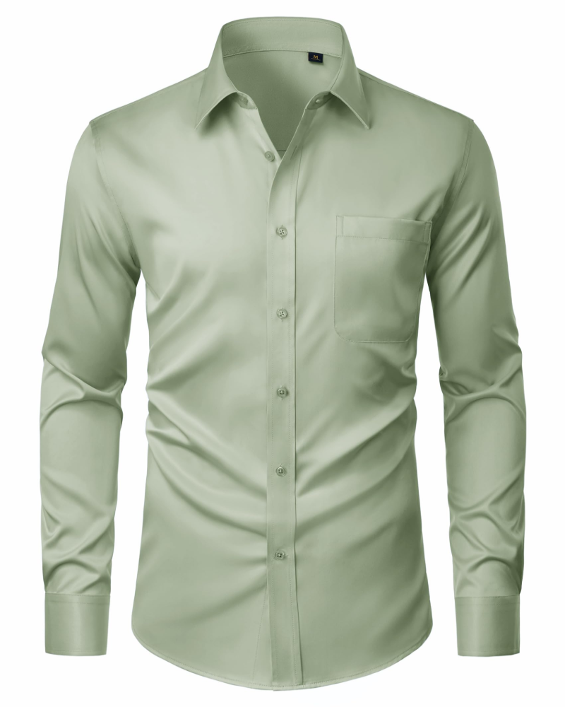 Camisa para Hombre David – Camisa Antimanchas Stretch, Sin Arrugas y de Manga Larga
