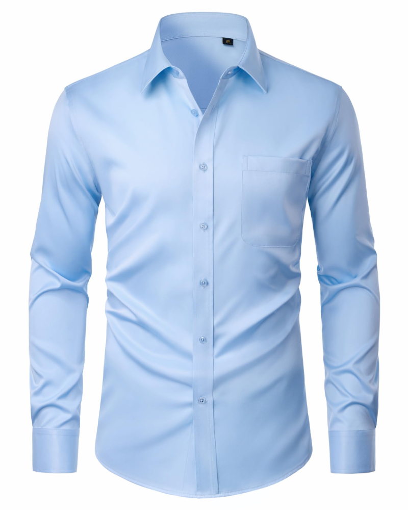 Camisa para Hombre David – Camisa Antimanchas Stretch, Sin Arrugas y de Manga Larga
