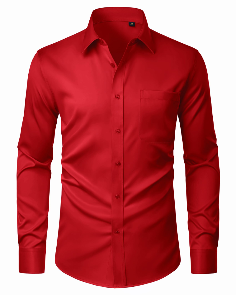 Camisa para Hombre David – Camisa Antimanchas Stretch, Sin Arrugas y de Manga Larga