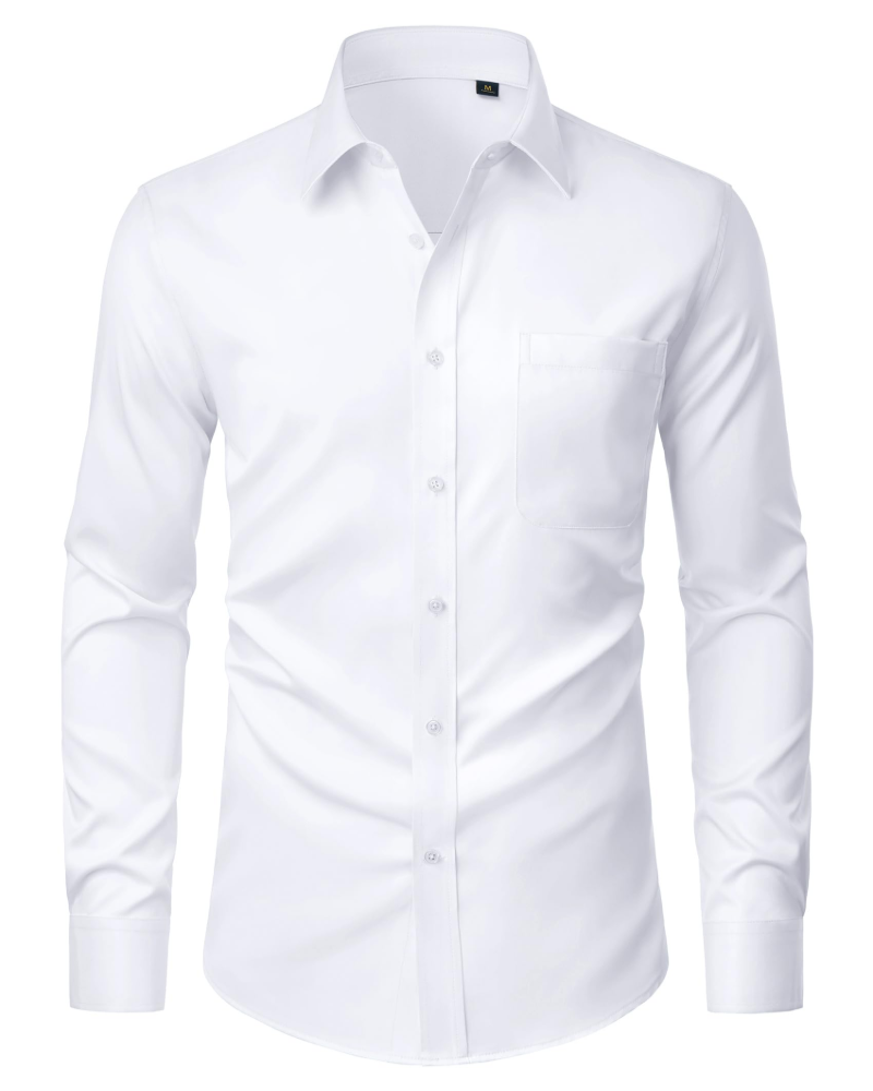 Camisa para Hombre David – Camisa Antimanchas Stretch, Sin Arrugas y de Manga Larga