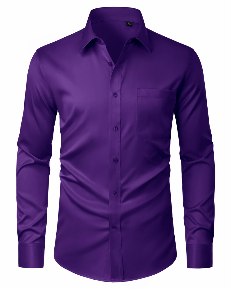 Camisa para Hombre David – Camisa Antimanchas Stretch, Sin Arrugas y de Manga Larga