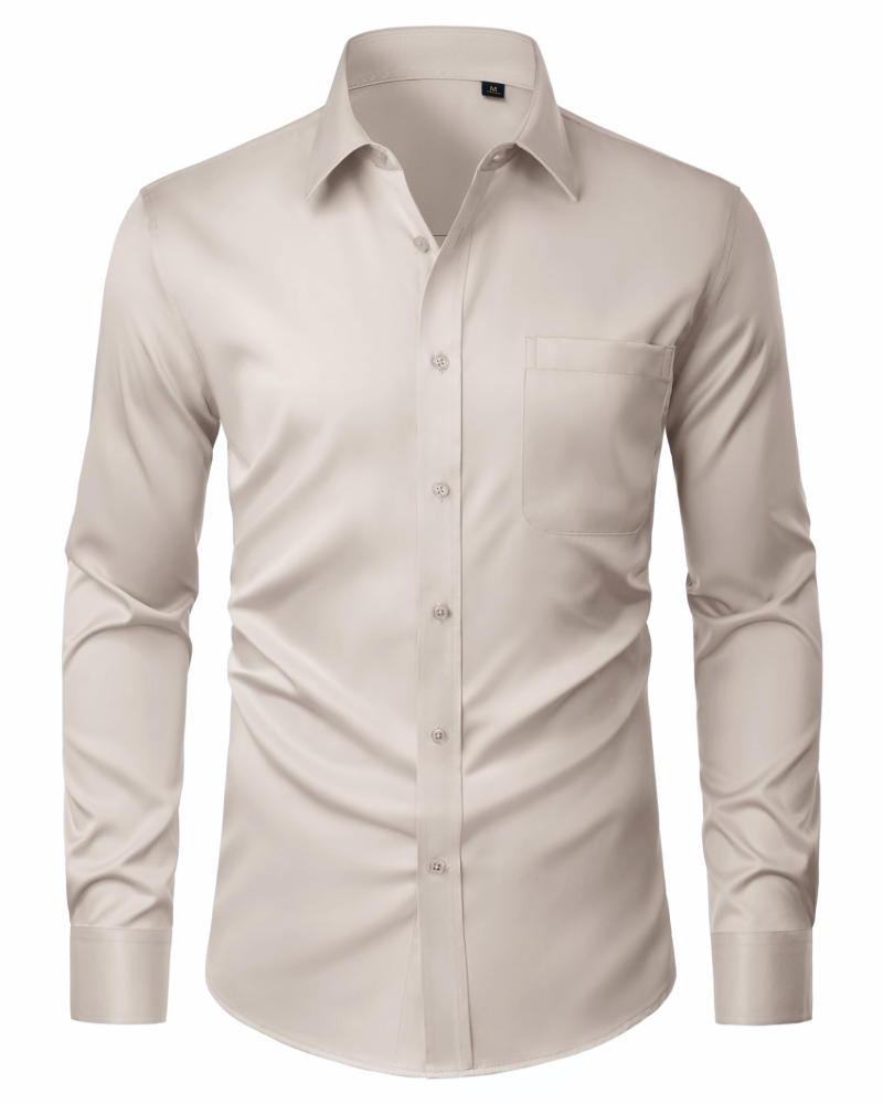 Camisa para Hombre David – Camisa Antimanchas Stretch, Sin Arrugas y de Manga Larga