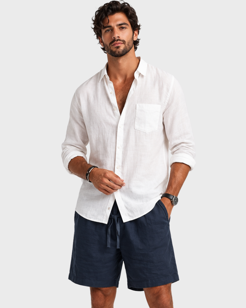 Devon Short Homme – Lin Respirant, Coupe Confort & Style Élégant Été