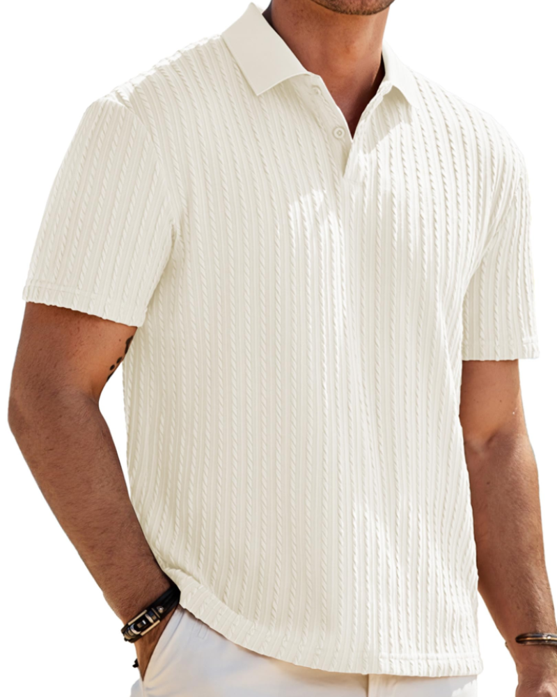 Oliver Polo Homme Maille Texturée – Col Revers Élégant & Fermeture 2 Boutons