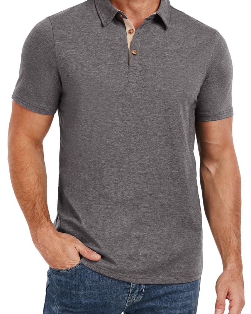 Polo de hombre Ethan en algodón stretch – Cuello contrastado y cierre de 3 botones