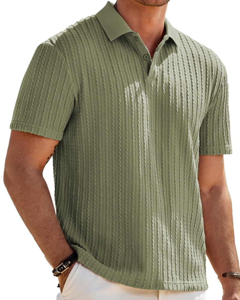 Oliver Polo Homme Maille Texturée – Col Revers Élégant & Fermeture 2 Boutons