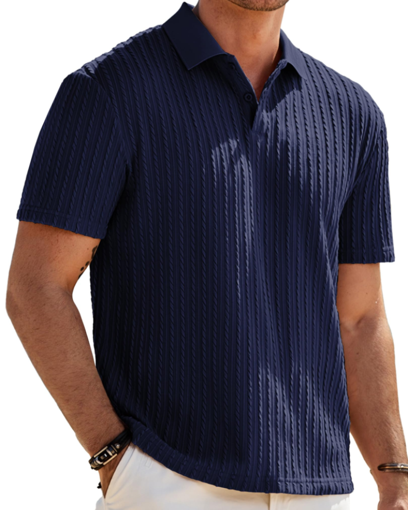 Oliver Polo Homme Maille Texturée – Col Revers Élégant & Fermeture 2 Boutons