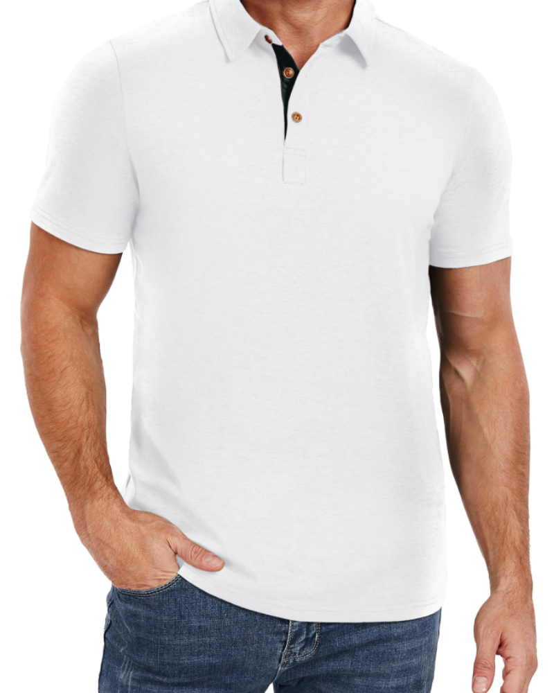 Polo de hombre Ethan en algodón stretch – Cuello contrastado y cierre de 3 botones