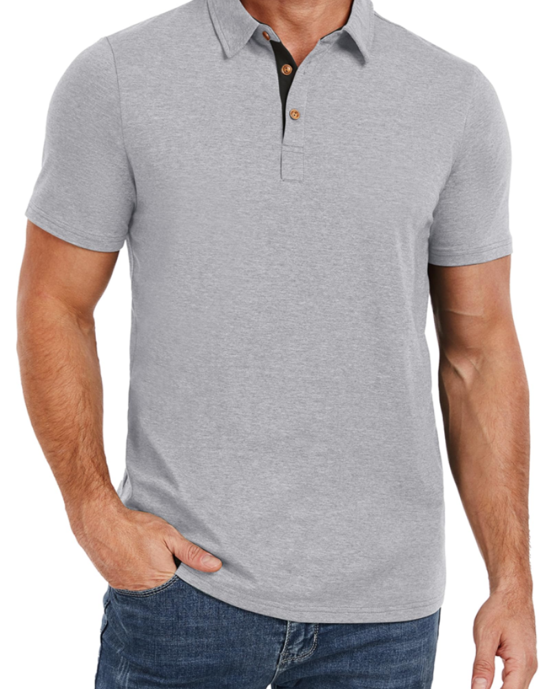 Polo de hombre Ethan en algodón stretch – Cuello contrastado y cierre de 3 botones