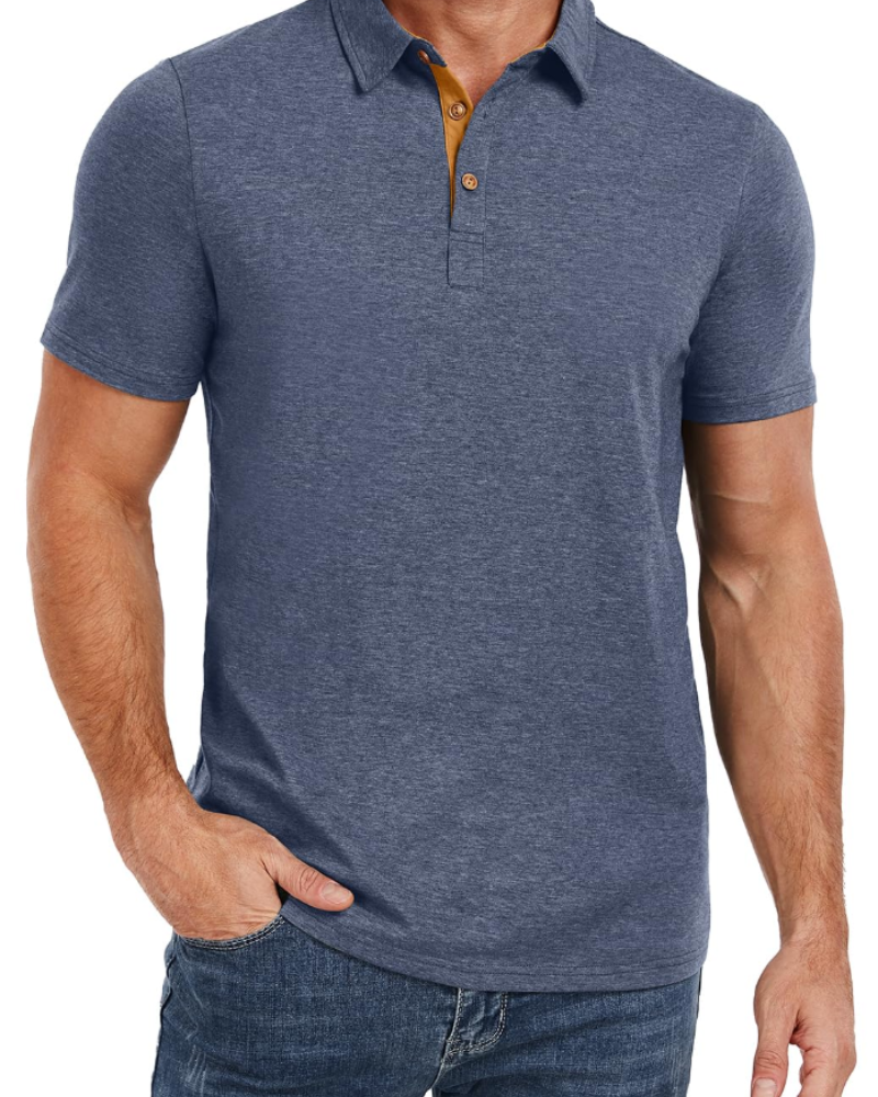 Polo de hombre Ethan en algodón stretch – Cuello contrastado y cierre de 3 botones