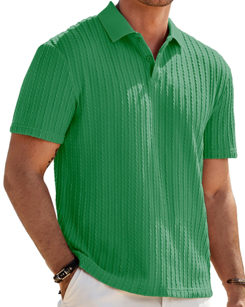 Oliver Polo Homme Maille Texturée – Col Revers Élégant & Fermeture 2 Boutons