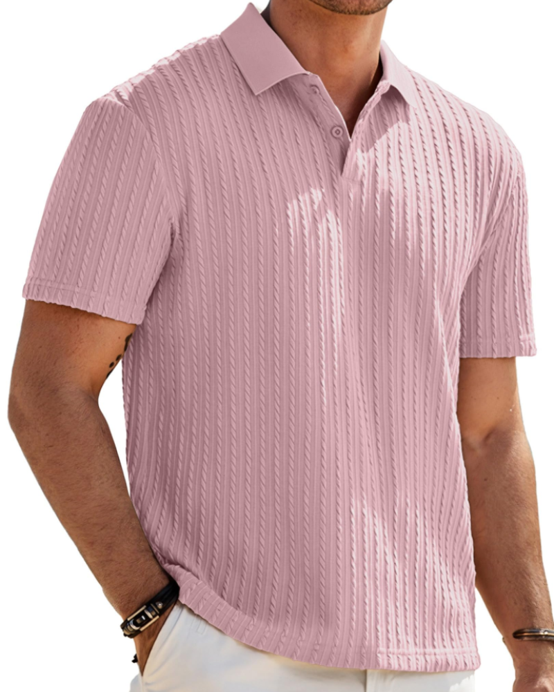 Oliver Polo Homme Maille Texturée – Col Revers Élégant & Fermeture 2 Boutons