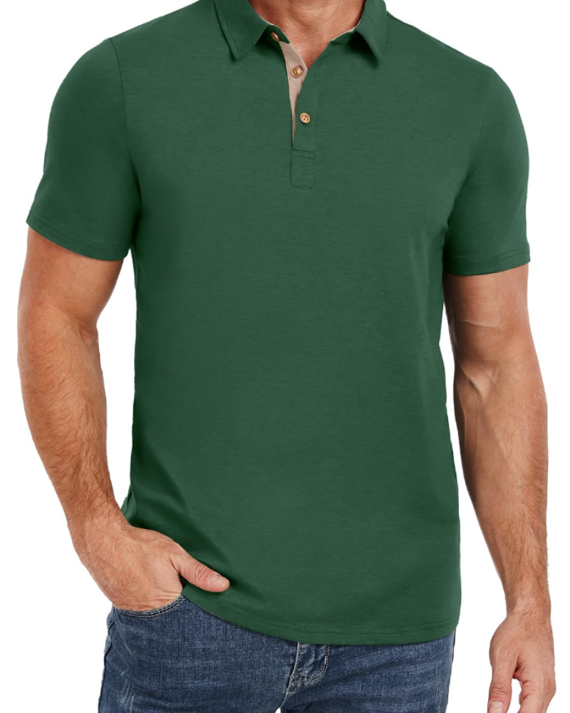 Polo de hombre Ethan en algodón stretch – Cuello contrastado y cierre de 3 botones