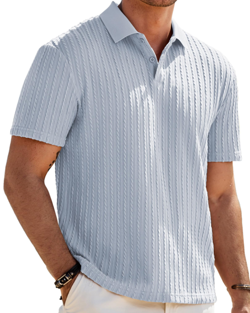 Oliver Polo Homme Maille Texturée – Col Revers Élégant & Fermeture 2 Boutons