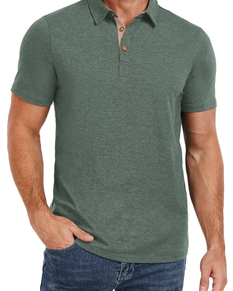 Polo de hombre Ethan en algodón stretch – Cuello contrastado y cierre de 3 botones
