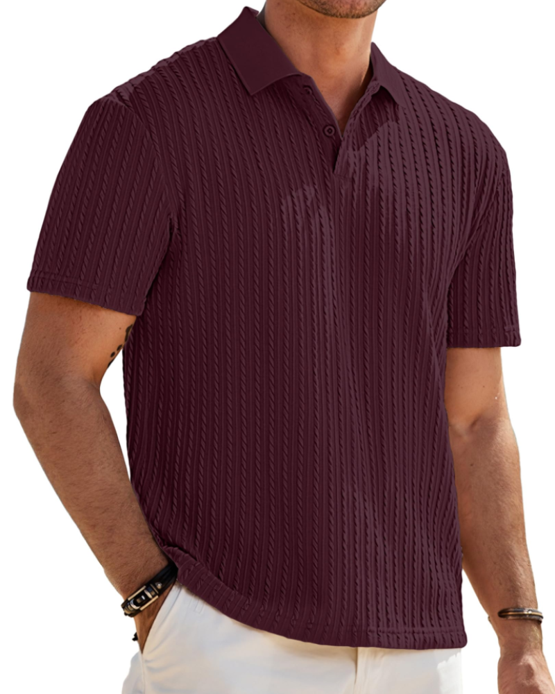 Oliver Polo Homme Maille Texturée – Col Revers Élégant & Fermeture 2 Boutons