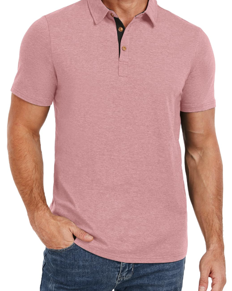 Polo de hombre Ethan en algodón stretch – Cuello contrastado y cierre de 3 botones