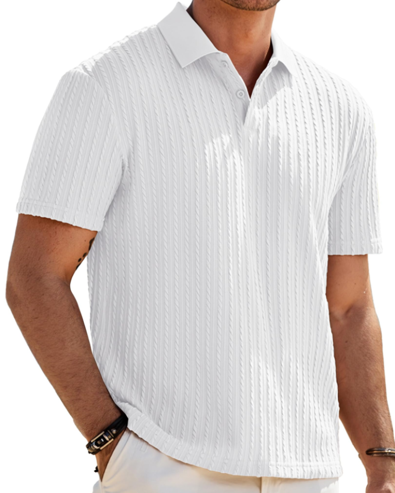 Oliver Polo Homme Maille Texturée – Col Revers Élégant & Fermeture 2 Boutons