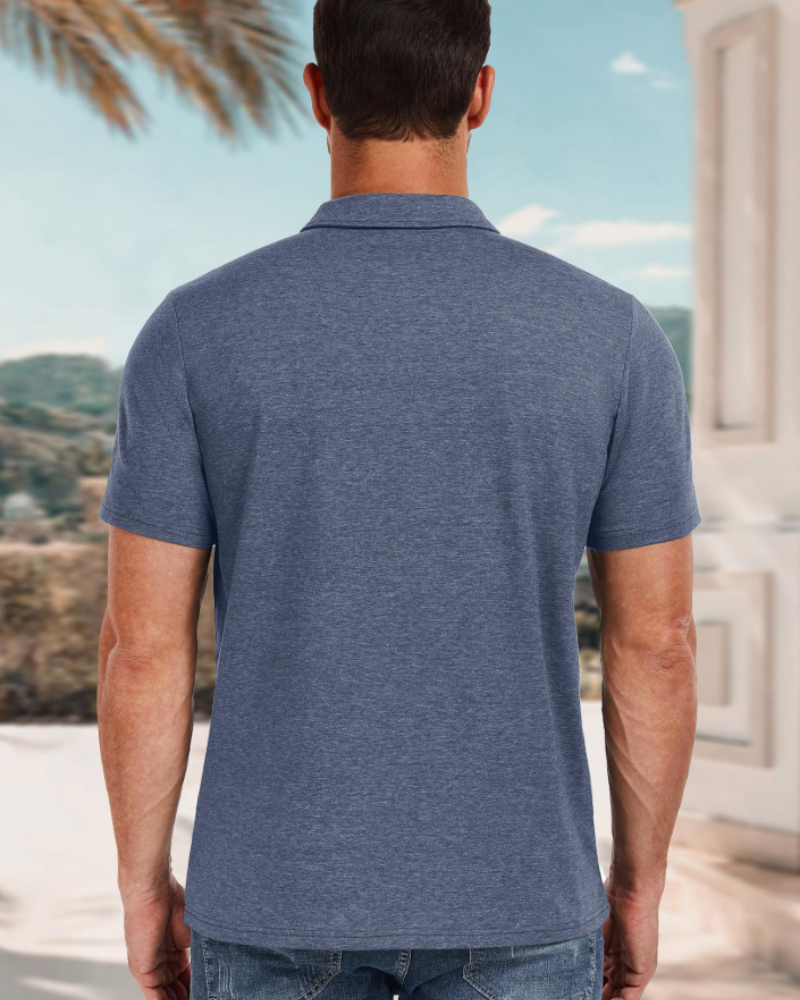 Polo de hombre Ethan en algodón stretch – Cuello contrastado y cierre de 3 botones