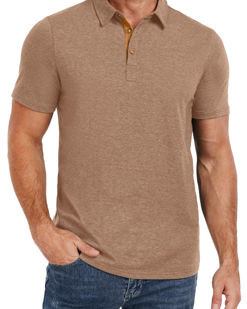 Polo de hombre Ethan en algodón stretch – Cuello contrastado y cierre de 3 botones