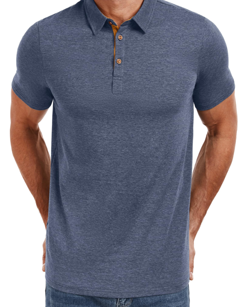Polo de hombre Ethan en algodón stretch – Cuello contrastado y cierre de 3 botones