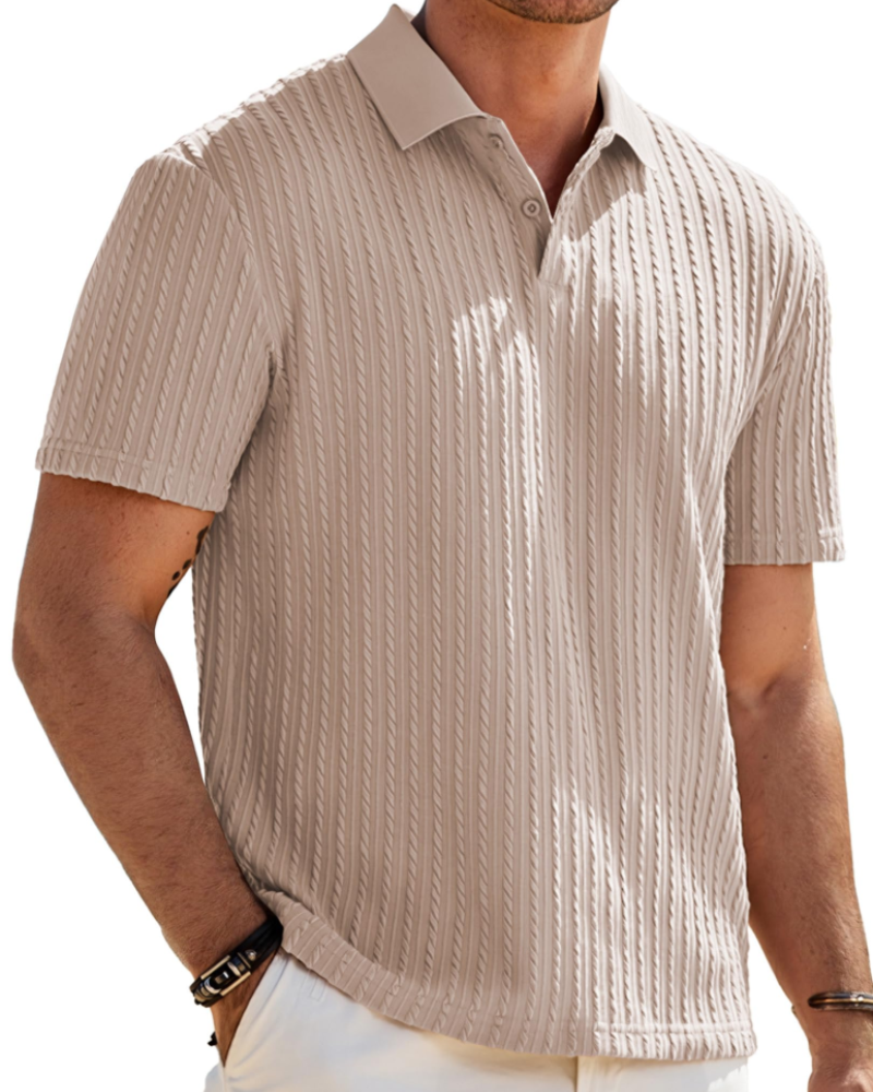 Oliver Polo Homme Maille Texturée – Col Revers Élégant & Fermeture 2 Boutons