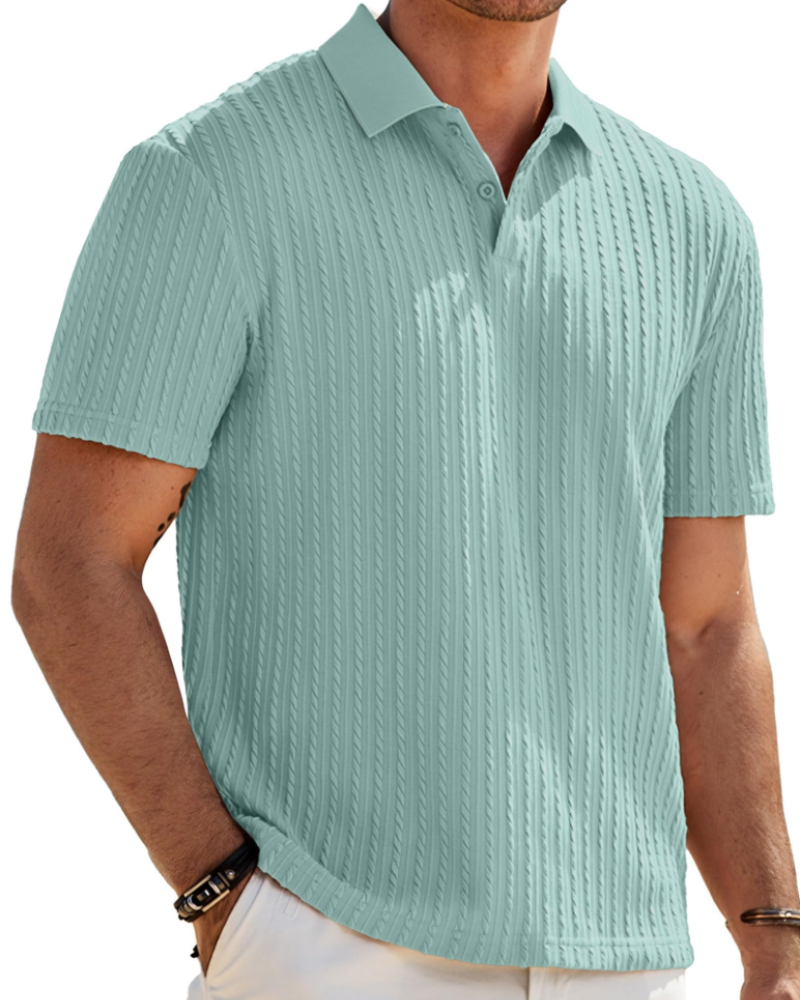 Oliver Polo Homme Maille Texturée – Col Revers Élégant & Fermeture 2 Boutons