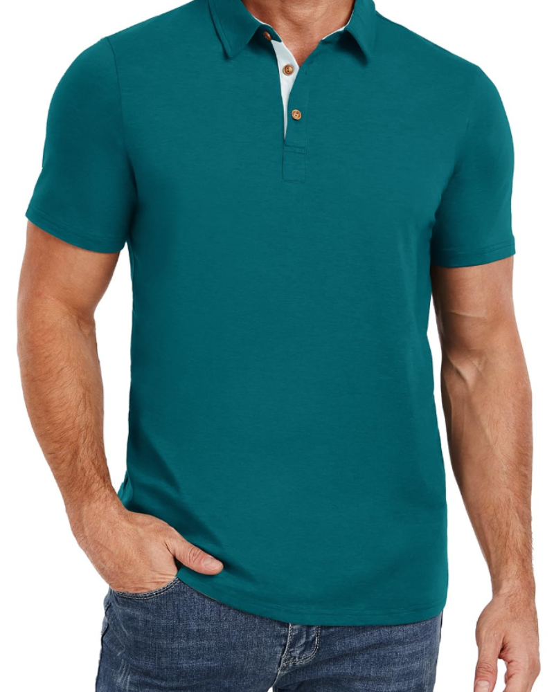 Polo de hombre Ethan en algodón stretch – Cuello contrastado y cierre de 3 botones
