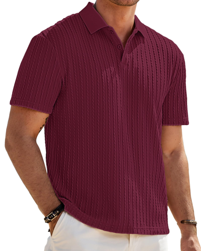 Oliver Polo Homme Maille Texturée – Col Revers Élégant & Fermeture 2 Boutons