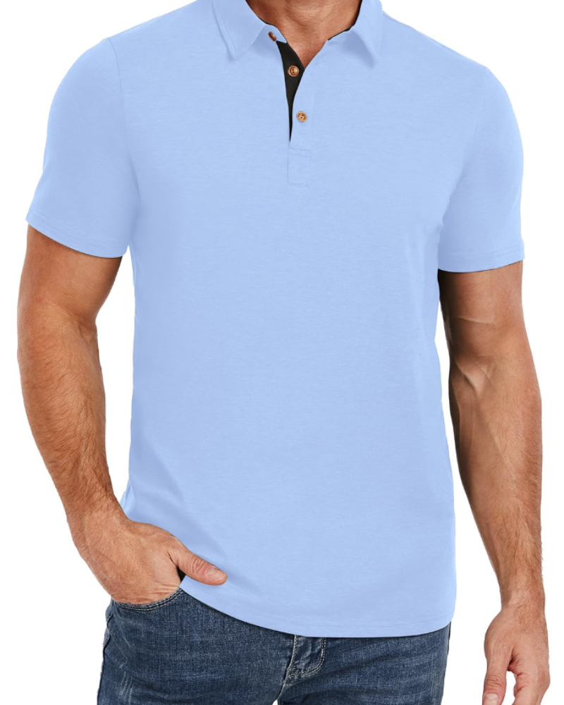Polo de hombre Ethan en algodón stretch – Cuello contrastado y cierre de 3 botones