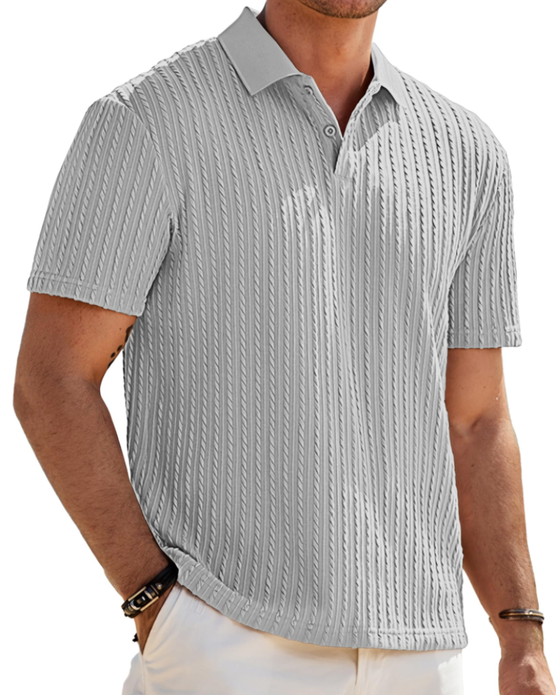 Oliver Polo Homme Maille Texturée – Col Revers Élégant & Fermeture 2 Boutons